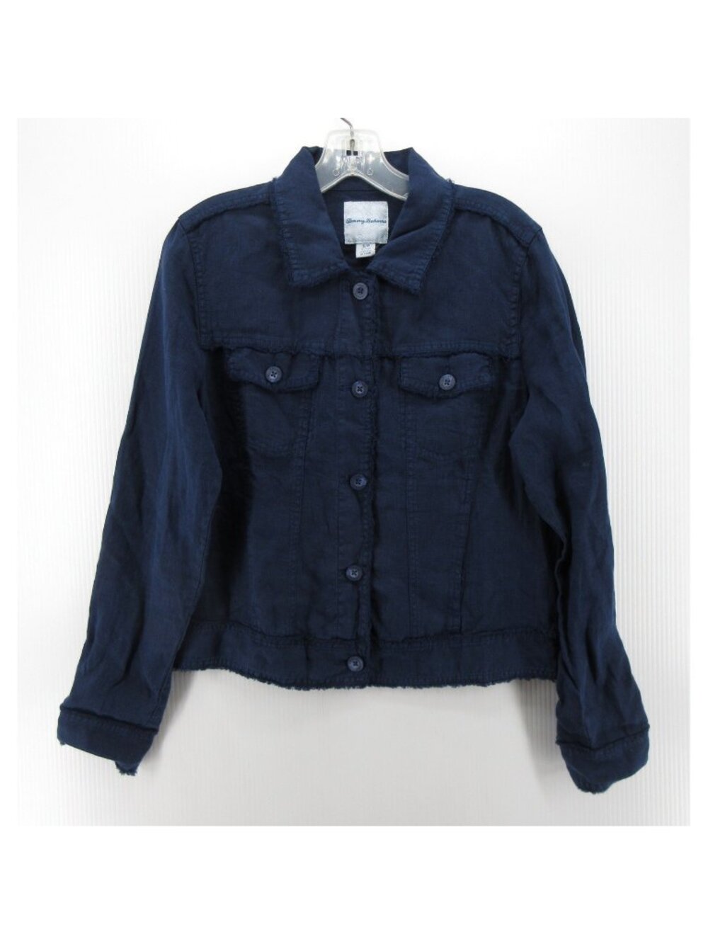 Tommy Bahama Top Small Navy Linen Trucker Shirt Button Up Pockets